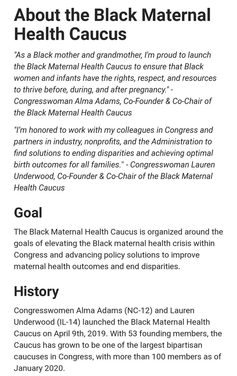 With new leaders elected to the 116th session of Congress came more champions like Rep. Lauren Underwood who with Rep. Alma Adams created the 1st ever Black Maternal Health Caucus in the House with 53 founding members. Details  #BlackMaternalHealthWeek 6/  …https://blackmaternalhealthcaucus-underwood.house.gov/ 