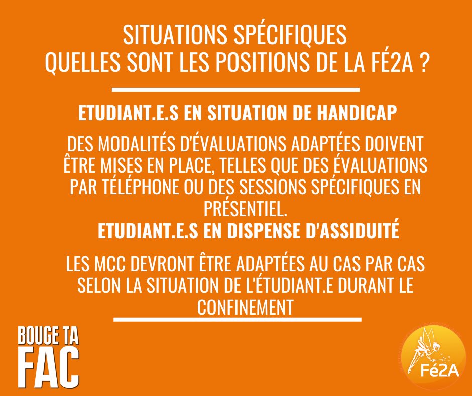 Nous ne devons pas oublier les étudiant.e.s en situation de handicap et dispensé.e.s d’assiduité. 
Nous devons adapter leurs MCC au cas par cas, afin de favoriser leur réussite.