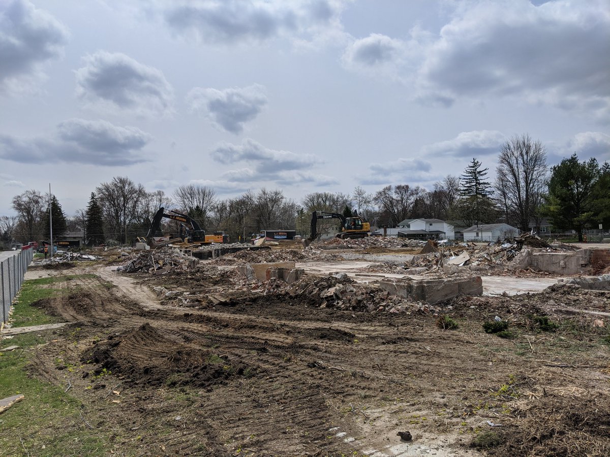 Demolition still has a way to go, removing foundations and sorting through all the debris.