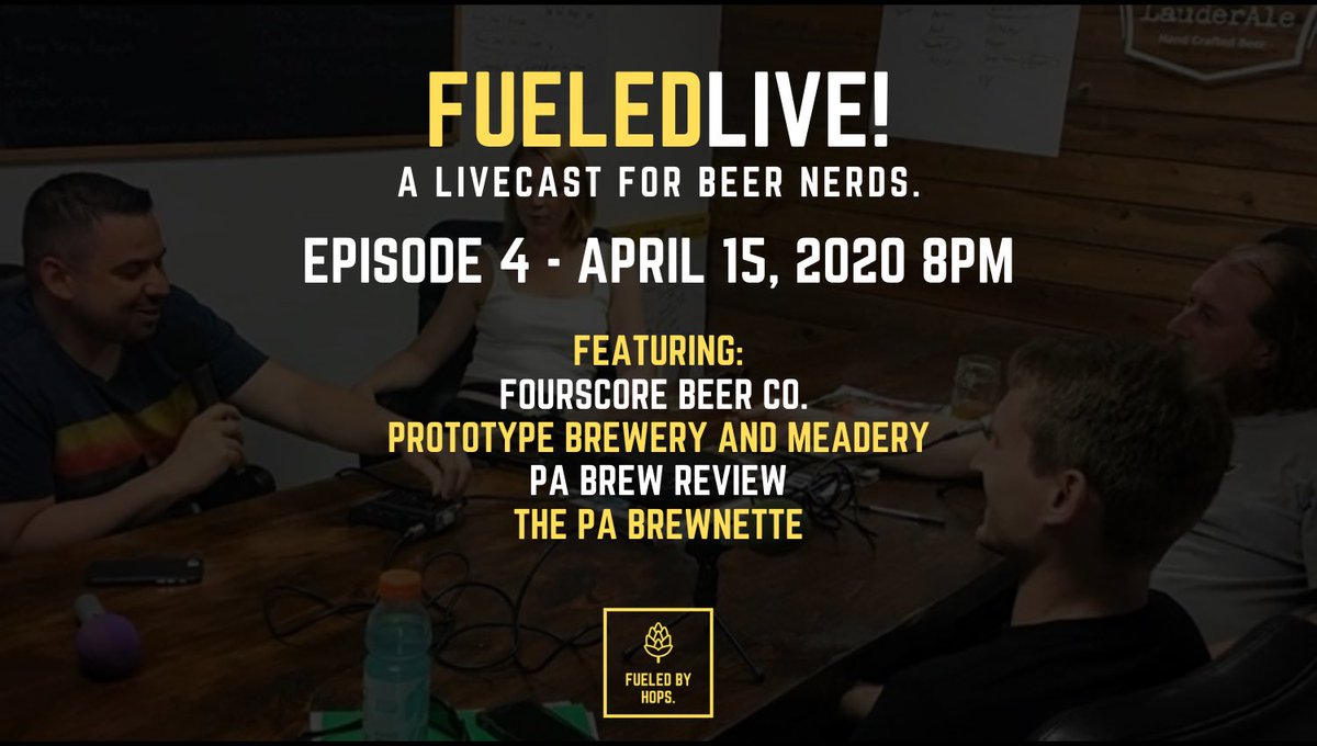 Tomorrow we’re bringing you episode 4 of FueledLive!, our new interactive podcast live on Facebook.
Tomorrow’s guests include <a href="/fourscorebeer/">FourScore Beer Co.</a>, <a href="/PABrewReview/">PA Brew Review</a>, Prototype Brewery and Meadery and The PA Brewnette!
