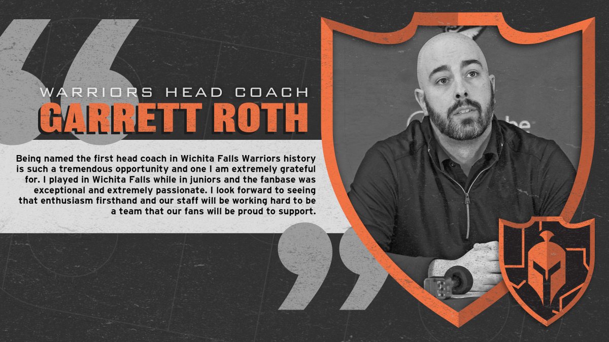 Oklahoma Warriors NAHL (@okwarriors_nahl) on Twitter photo The Warriors are excited to announce that Garrett Roth (<a href="/G_roth17/">Garrett Roth</a>) will be the organization's first Head Coach. Welcome to Wichita Falls!
PRESS RELEASE ➡️ wichitafallswarriors.com/head-coach The Warriors are excited to announce that Garrett Roth (<a href="/G_roth17/">Garrett Roth</a>) will be the organization's first Head Coach. Welcome to Wichita Falls!
PRESS RELEASE ➡️ wichitafallswarriors.com/head-coach