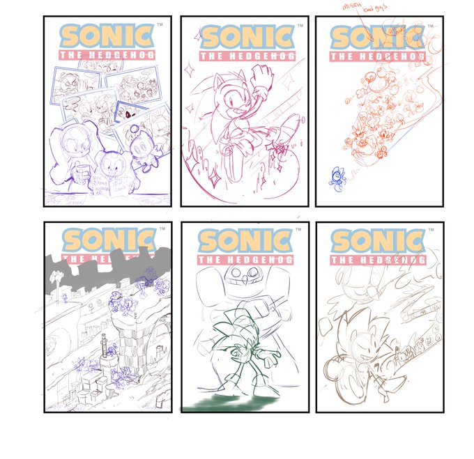 Since it's out--here's some progress shots of @IDWSonicNews Sonic's #33 Issue B Cover! 

Feel free to color if you'd like, too! ☺️

#tuesdayvibes 