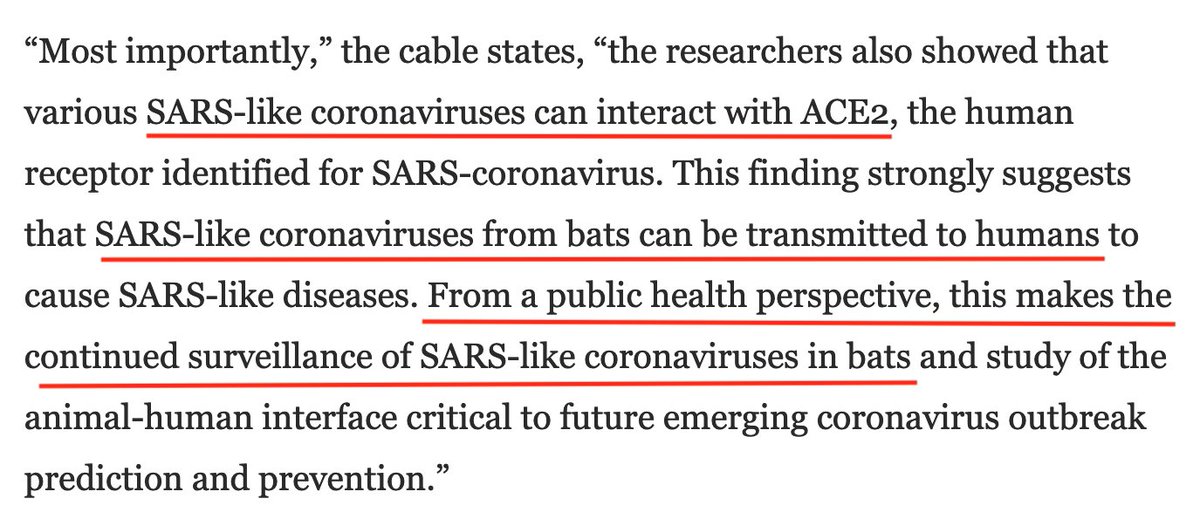 Given the affinity for angiotensin converting enzyme-2, like COVID-19, the State cables argue that keeping track of these coronaviruses would indeed be critical for security.