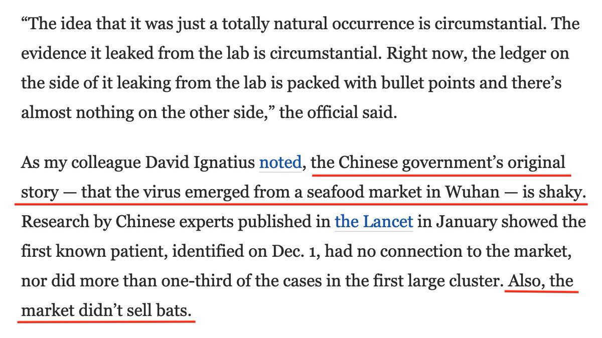 The most likely scenario for COVID-19's pandemic involves China's mismanaged bioresearch labs.The story about the seafood market? It apparently didn't even *sell* the bats that would have transmitted COVID-19. 