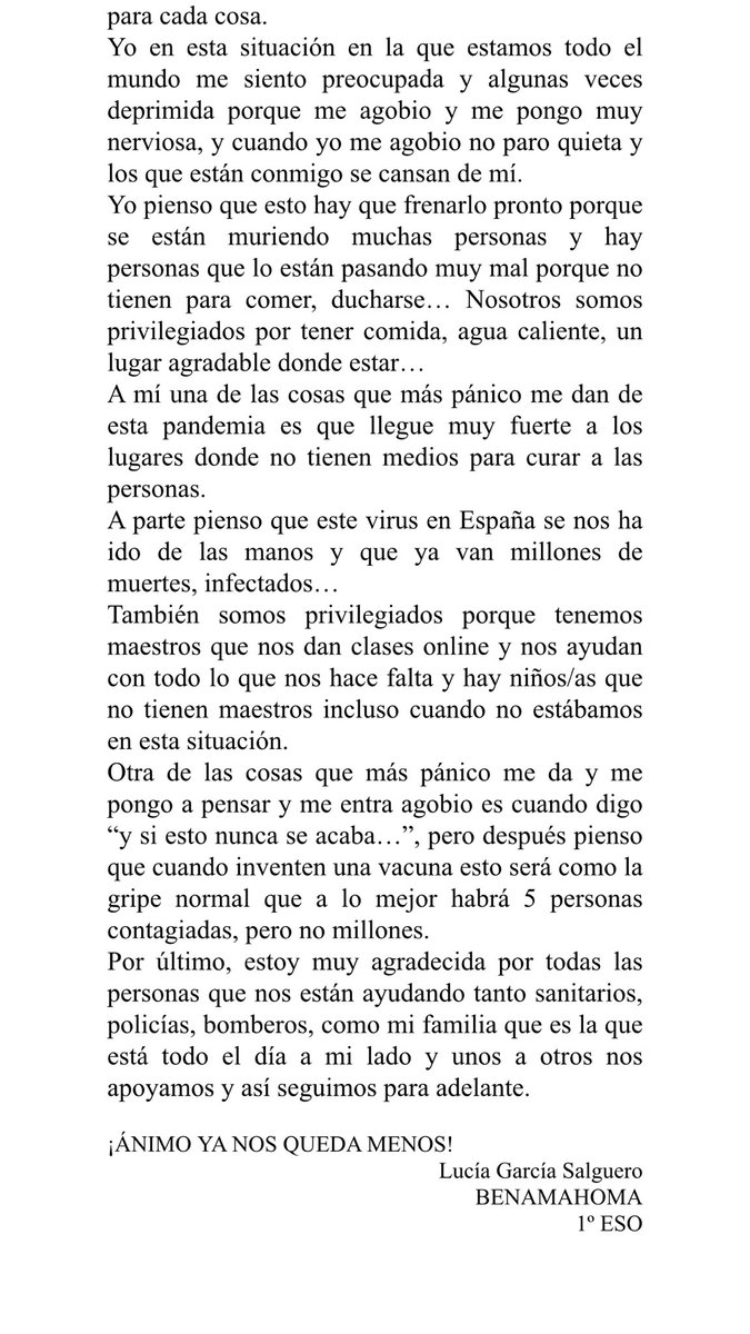 ColegioCRIPER's tweet photo. Reflexión sobre mi cuarentena . Lucia Salguero. https://t.co/TFaN0QGC9P