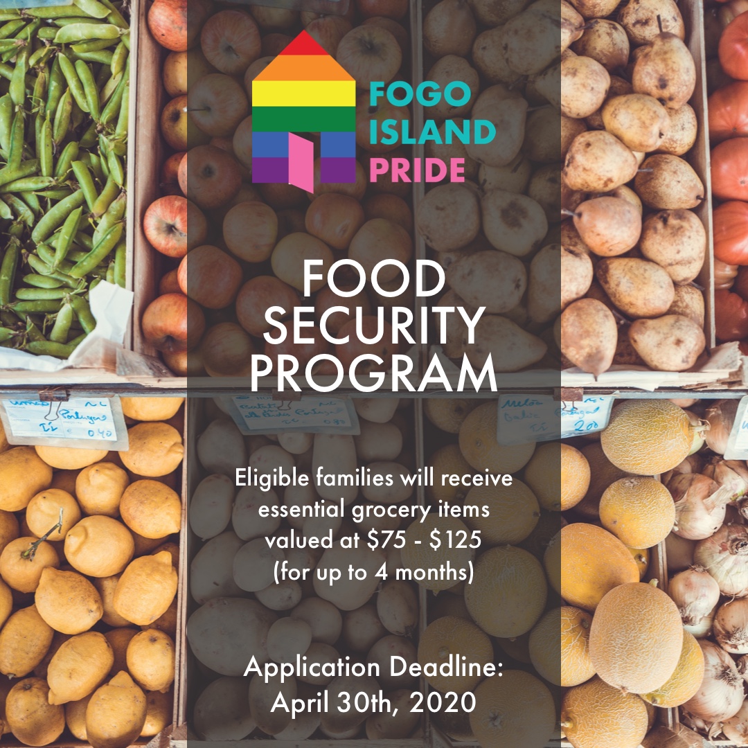FogoIslandPride's tweet photo. In this world of uncertainty, Fogo Island Pride has partnered with FoodFirstNL to offer at need families with essential groceries for up to 4 months. If your family or a family you know would benefit from this program, please fill out the form here: https://t.co/Q3aMMAzXES 🌈❤️ https://t.co/K6gxFCMVGk