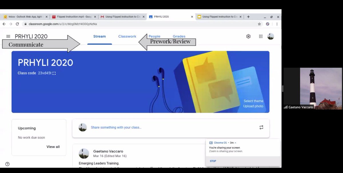 KelleyCordeiro's tweet image. Resource Specialist Gaetano Vaccaro demonstrating how #FlippedLearning was used for the #PRHYLI Google Classroom during #TuneInTuesdays @LIRBERN  #SupportELLsOnline