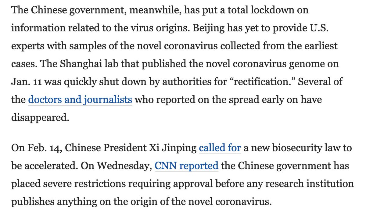 Perhaps most tellingly, Beijing is freaking out and actively trying to keep SCIENTISTS TRYING TO SAVE LIVES from getting a hold of critical information about the origins of COVID-19. 