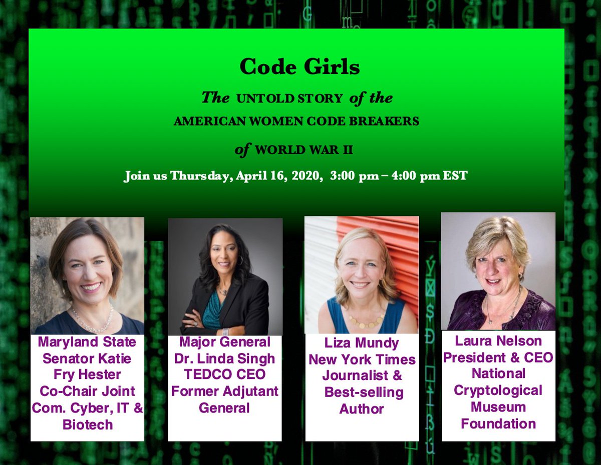 katiefryhester's tweet photo. Before Instagram, Twitter, Facebook, Mobile Apps, there was a group of women that started computer coding!! Join us April 16 to learn about #CodeGirls the untold story of the women code breakers of World War II.  Register for this free webinar here: https://t.co/KgbK8I15fi https://t.co/YsXaQ9ck9W