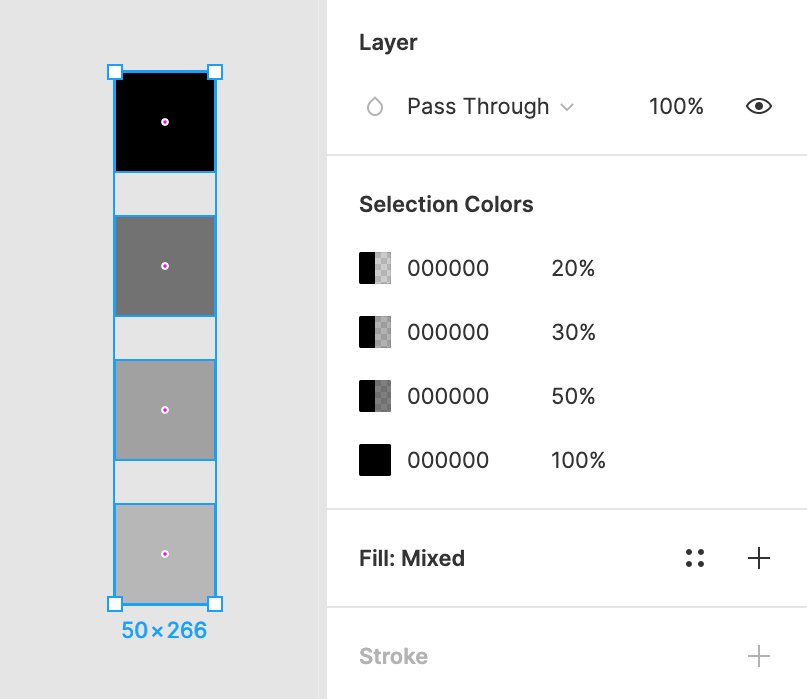 Should we fuse or keep separate the same colour with different transparencies? (We went with keeping them separate.)