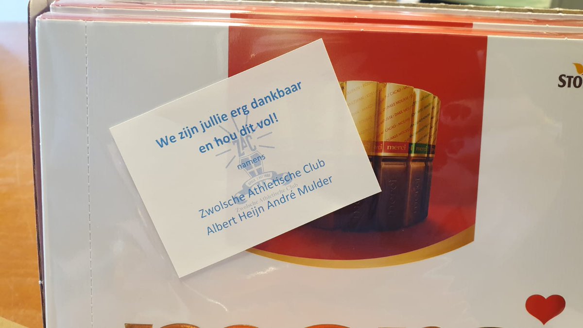 Chocola voor Isala! Met 200 dozen Merci steken ZAC en hoofdsponsor AH André Mulder de zorgmedewerkers een 💙 onder de riem. Wij hebben veel respect voor de mensen die in deze zware omstandigheden zorg verlenen.
Enorm bedankt en houd vol!🙏💪
zac.nl/1/618/chocolad…