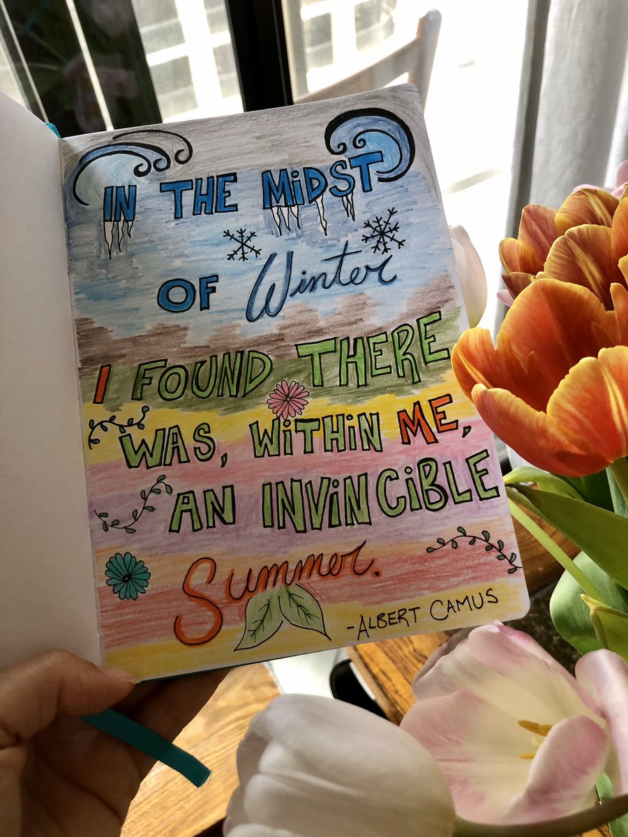 hannahelisema's tweet image. Been doing more drawing as a self-soothing activity while physical distancing from my apartment. Thought I would draw a #SignsOfSupport of a favourite quote! #MessageOfSupport @CMHAYork