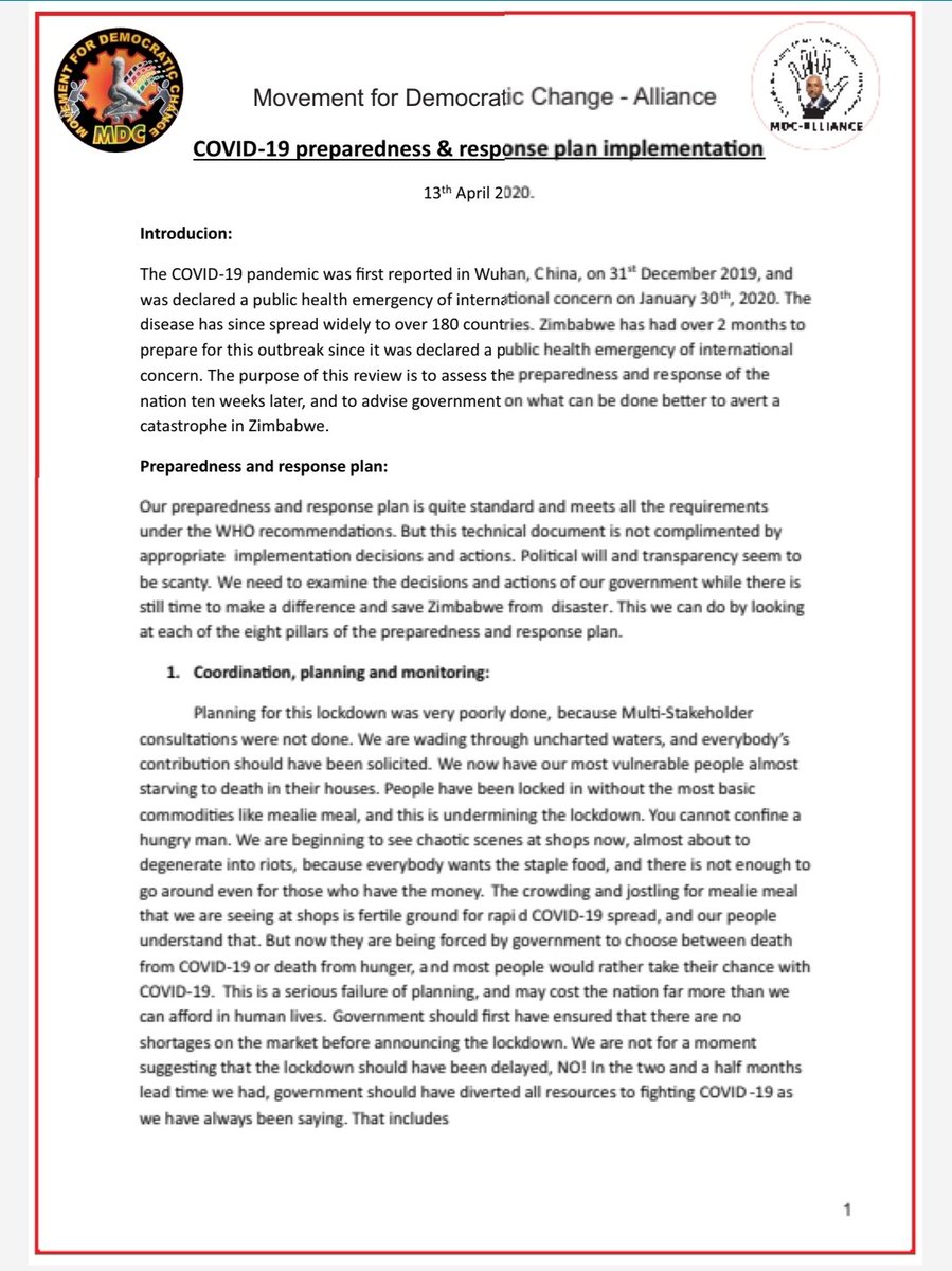 healthCW_CCC's tweet photo. 1. In the attached document, the @mdczimbabwe Secretary for Health, Dr Henry Madzorera analyzes the @MoHCCZim's implementation of its preparedness and response plan. https://t.co/I4kJDCNdb4