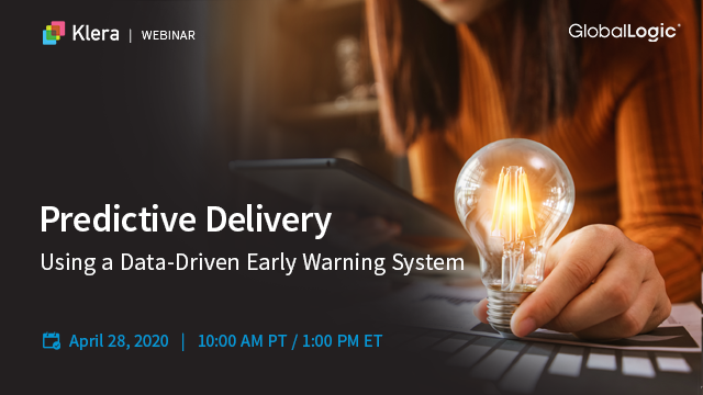 Klera_io's tweet photo. Discover how you can assess risks, plan actions & eliminate gut-based inefficiencies using a data-driven, #EarlyWarningSystem. Join @GlobalLogic_IN and #Klera for a live webinar: https://t.co/K6xTjaHD4u #DataDriven #PredictiveDelivery https://t.co/RF5cym7CPP