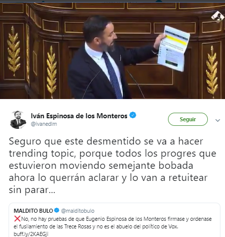 Montesjulio's tweet photo. 🤠Hoy se ha unido al ataque a https://t.co/t1oCtdUL8Z... Vox y Santiago Abascal.

Sigue esta emocionante historia de cómo cuando les interesa hacen retuits, likes e incluso utilizan nuestros desmentidos en el Congreso.

 ¯\_(ツ)_/¯

💪Comparte este hilo https://t.co/OiHAJwwMpd