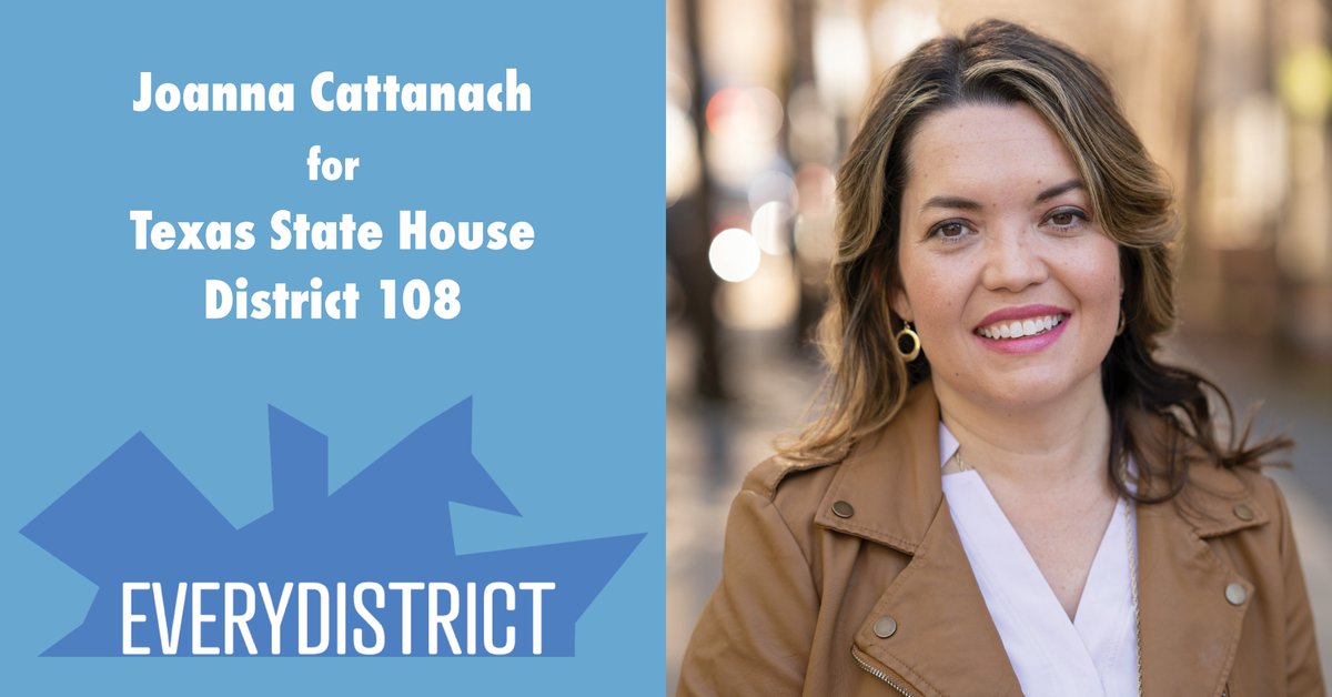 . @JoannaCattanach is a journalism professor and former reporter. She also ran for the Texas House in 2018, losing by only 200 votes. This year she can flip this seat with your help. Learn more here:  https://everydistrict.us/candidates/2020-candidates/joanna-cattanach/