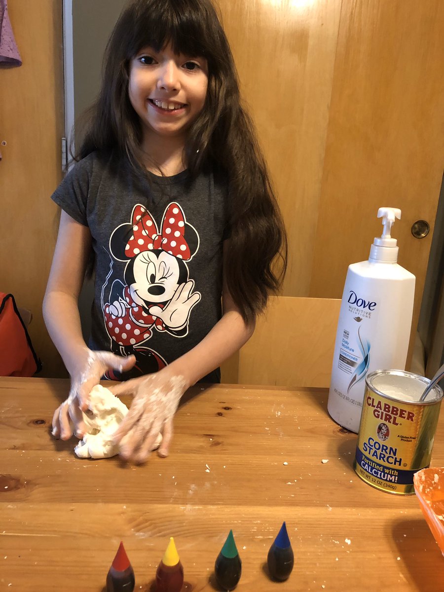 Ms_AniSmith's tweet photo. Absolutely amazed at how creative our d100 families are! A and A made homemade play dough out of cornstarch and hair conditioner. Students become the teachers! #d100inspires #komenskymatters #ilschoolsstepup @timdunnell https://t.co/ES0gLYr4Ul