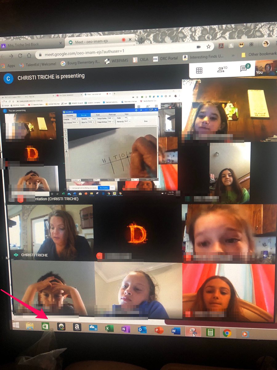 BourgElementary's tweet photo. Mrs. Triche held a google meet with her 4th graders today! 
#wherelittlelionsroar #differencemakers #distancelearning #mathmatters #tpsdpride https://t.co/0BxMP9fcYD