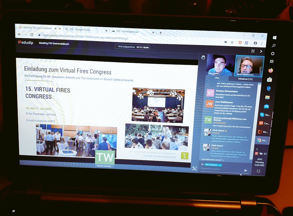 Virtual_Fires's tweet photo. unser #webinar ist zu ende - superspannender austausch mit den einsatzkräften zu schulung #digitalfunk u.v.m.
#digitalpaktfeuerwehr
#virtualfires #VFC20 https://t.co/fgCxio1Ps6