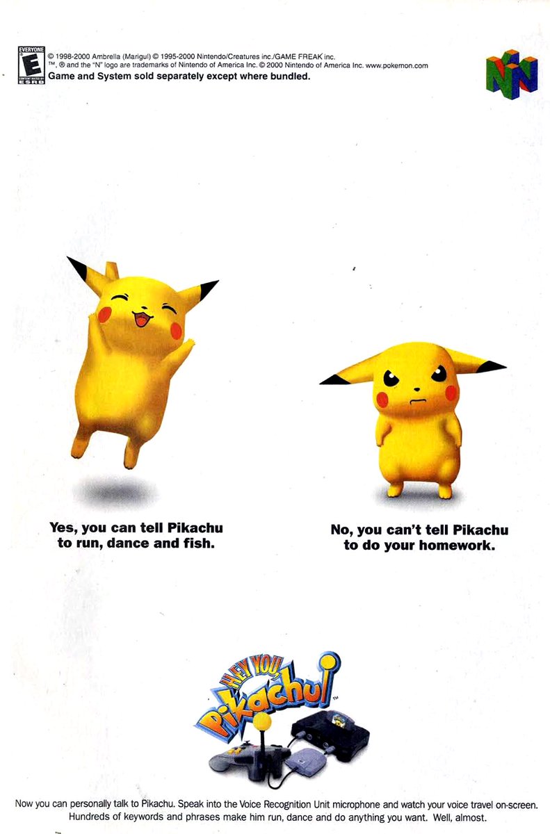 Comic Book Ads Hey You Pikachu Ad 00 No You Can T Tell Pikachu To Do Homework N64 Pikachu Microphone Nintendo Pokemon Talktoanimals Fishing Dance Comicbookads T Co Fok2tq7kxo