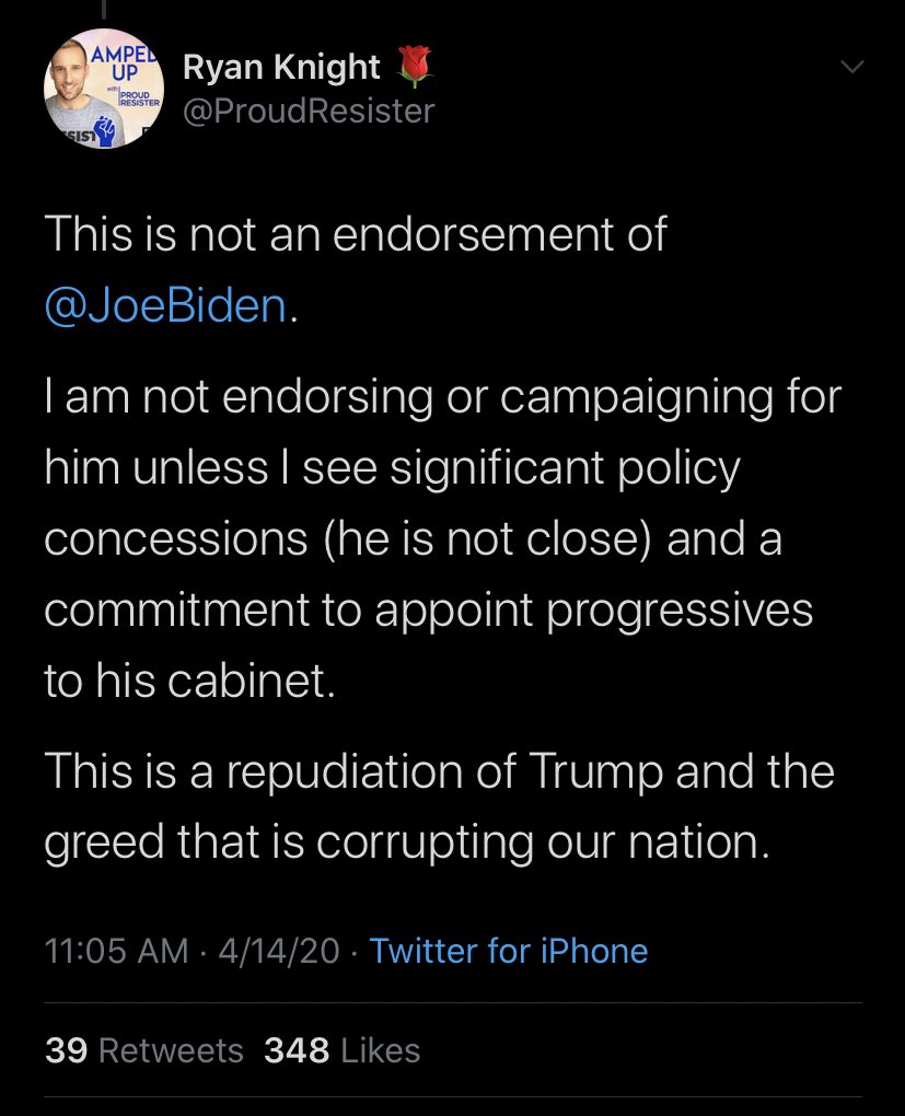 Every account I’ve seen announcing a “non-endorsement” of Joe Biden has been someone who vastly overvalues the importance of their own opinion.