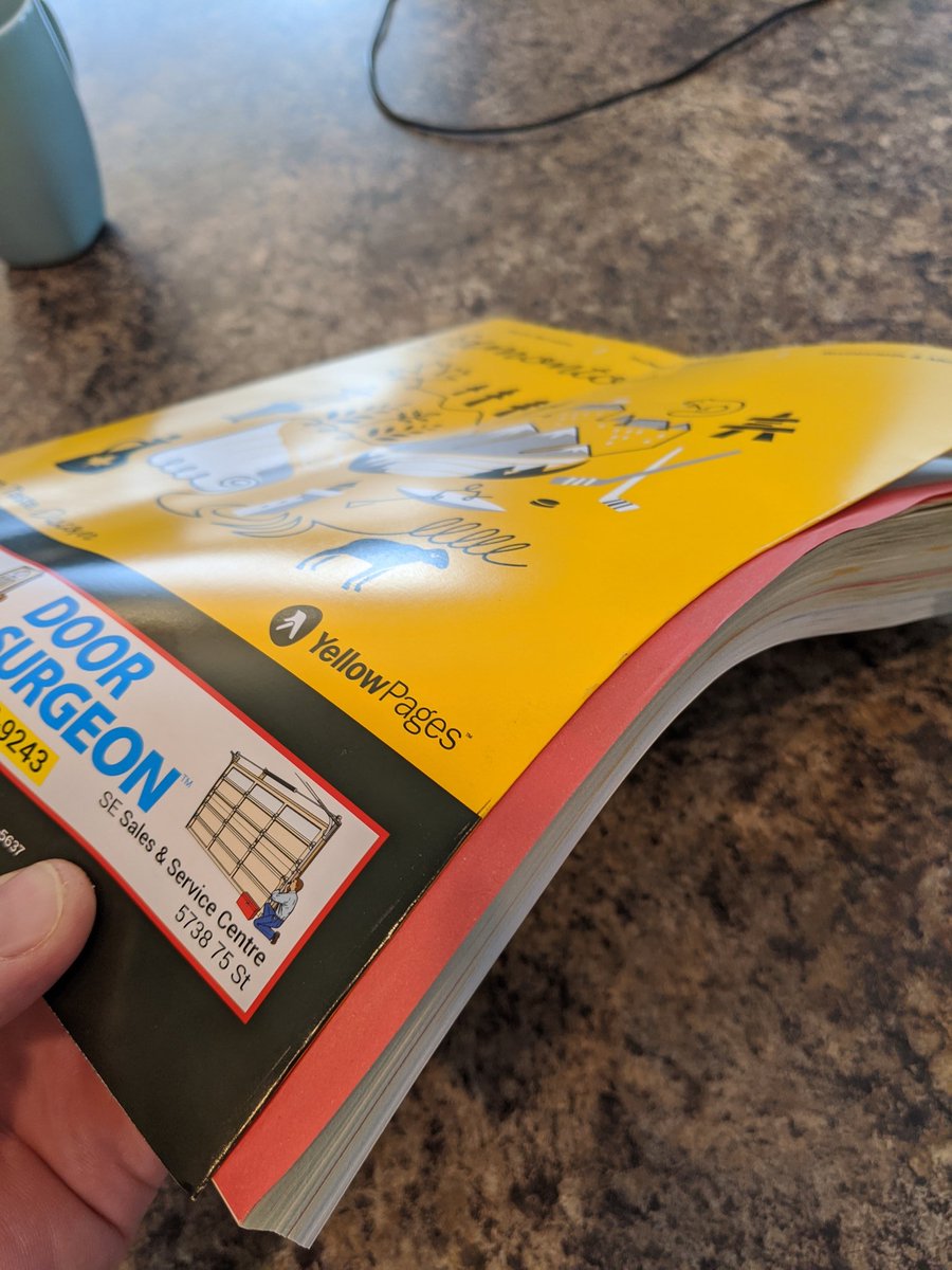 robertjpinsent's tweet photo. @Teresa_Sturgess Here is some small proof I received today that made me laugh. When I was a kid the yellow pages were about 4 times as thick as they are today. https://t.co/fksQTU6Ihz