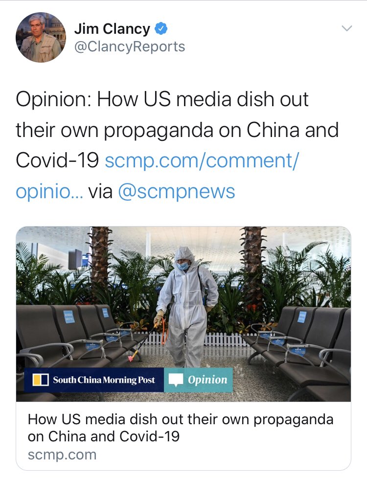 He’s pushed actual Chinese propaganda from  @SCMPNews, a well-known mouthpiece for Beijing, and beyond. Including plenty that is pretty obviously anti-American in its intent. Just look at these headlines.