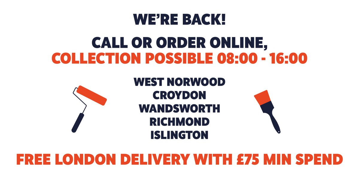 LDMdirect's tweet image. Reopened on a call &amp;amp; collect basis. We have a small number of staff, wearing PPE &amp;amp; occupying designated floor space, who will hand pre-paid items to you at the door. Available at the branches listed below, between 08:00 and 16:00, Monday to Friday. Also delivering in London only.