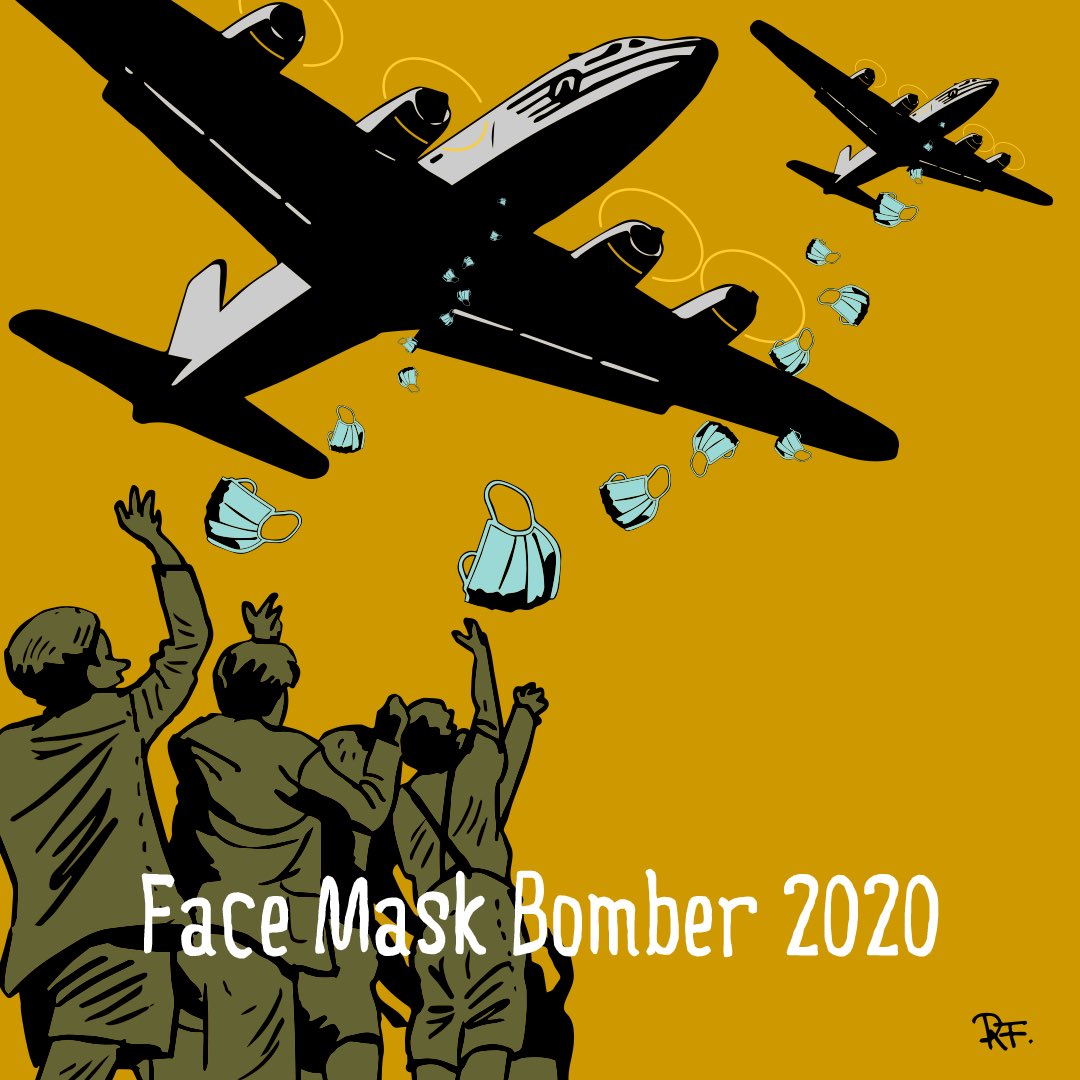 Artyvee's tweet photo. Geïnspireerd op de Candy Bomber van 75 jaar terug.... op naar de nieuwe bevrijding! #vrijheid #illustration #freedom #COVID19 https://t.co/ghCjHvJBDC