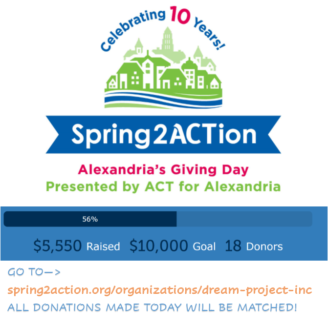 DreamProjectVA's tweet photo. Tomorrow is the day- #Spring2Action 
We are more than halfway to meeting our goal of $10,000!!!
Donations will be matched tomorrow (and today). Please donate a little or a lot :) https://t.co/gSylBGPRPY
#dreamers #dpsuccess #dreamact https://t.co/ZgrPi7fA5o