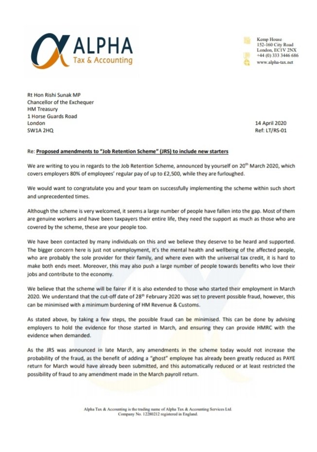 Advisory_Nexus's tweet photo. #NewStarterFurlough

Individuals have been penalised for changing jobs in March 2020 and the Job Retention Scheme doesn't help them.

We have written to @RishiSunak outlining our support for the "new starters".

Please do your part to promote this letter if you want change. https://t.co/r63PnwGbgf