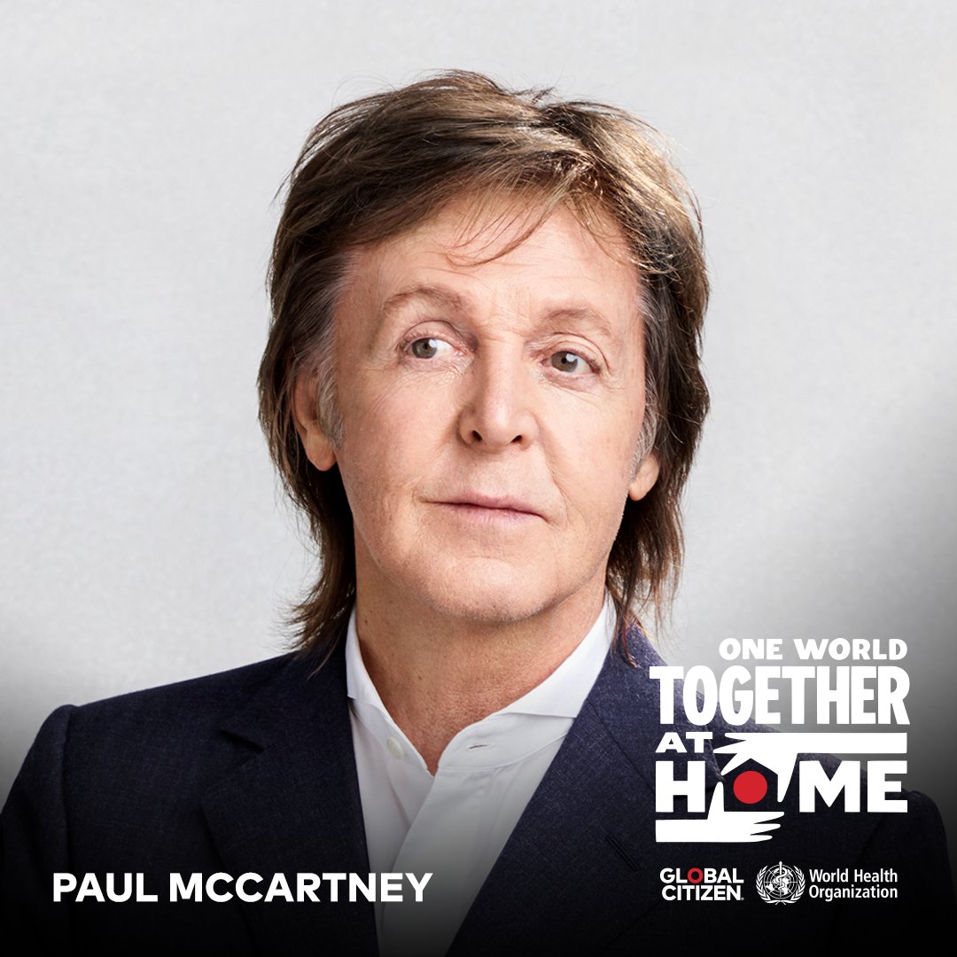 PaulMcCartney's tweet photo. Paul will join @glblctzn and @WHO for One World: #TogetherAtHome — a one-night special event on Saturday 18th April – in support of healthcare workers on the frontlines of the #COVID19 crisis. Full details HERE: https://t.co/zet26gicFO https://t.co/4RxDu6njz4