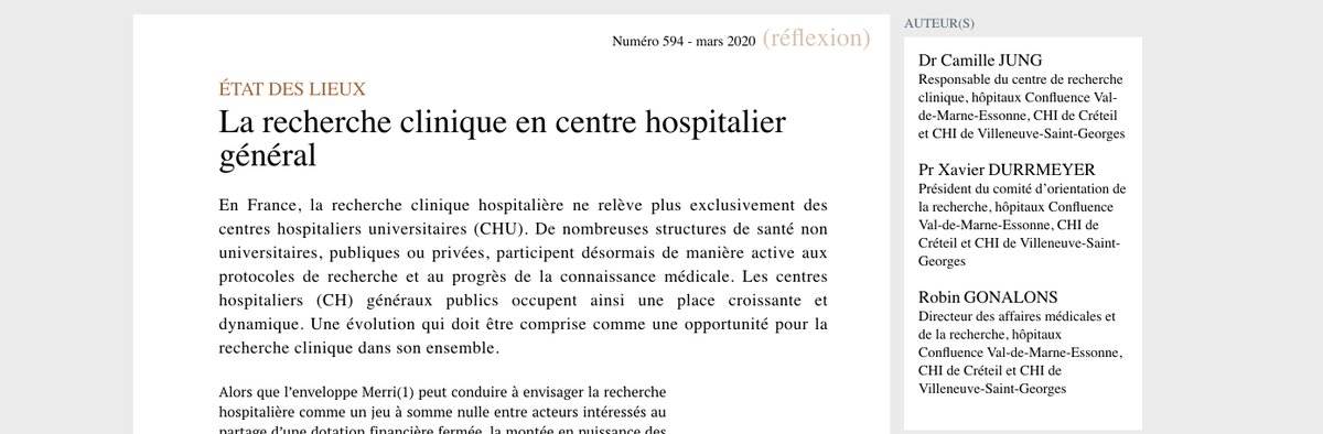 Robgonalons's tweet photo. Publication d'un #article sur la recherche en CH général dans @revue_gh avec les Dr Jung et Pr Durrmeyer 

Et ce alors que de nombreux #CH initient ou contribuent à des études cliniques #COVID19 

👉 Par ici https://t.co/g3m5SPnYpG 
@H_Confluence https://t.co/uHOYHGehq2