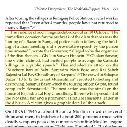 18/n According to Governor Burrows, The provocative speech of Gholam Sarwar was the root of violence at Bazar in Ramganj. The business of Surendra Nath Bose & Rajendra L Roy Choudhury, the former president of the Noakhali Bar & a prominent Hindu Mahasabha leader was attacked.