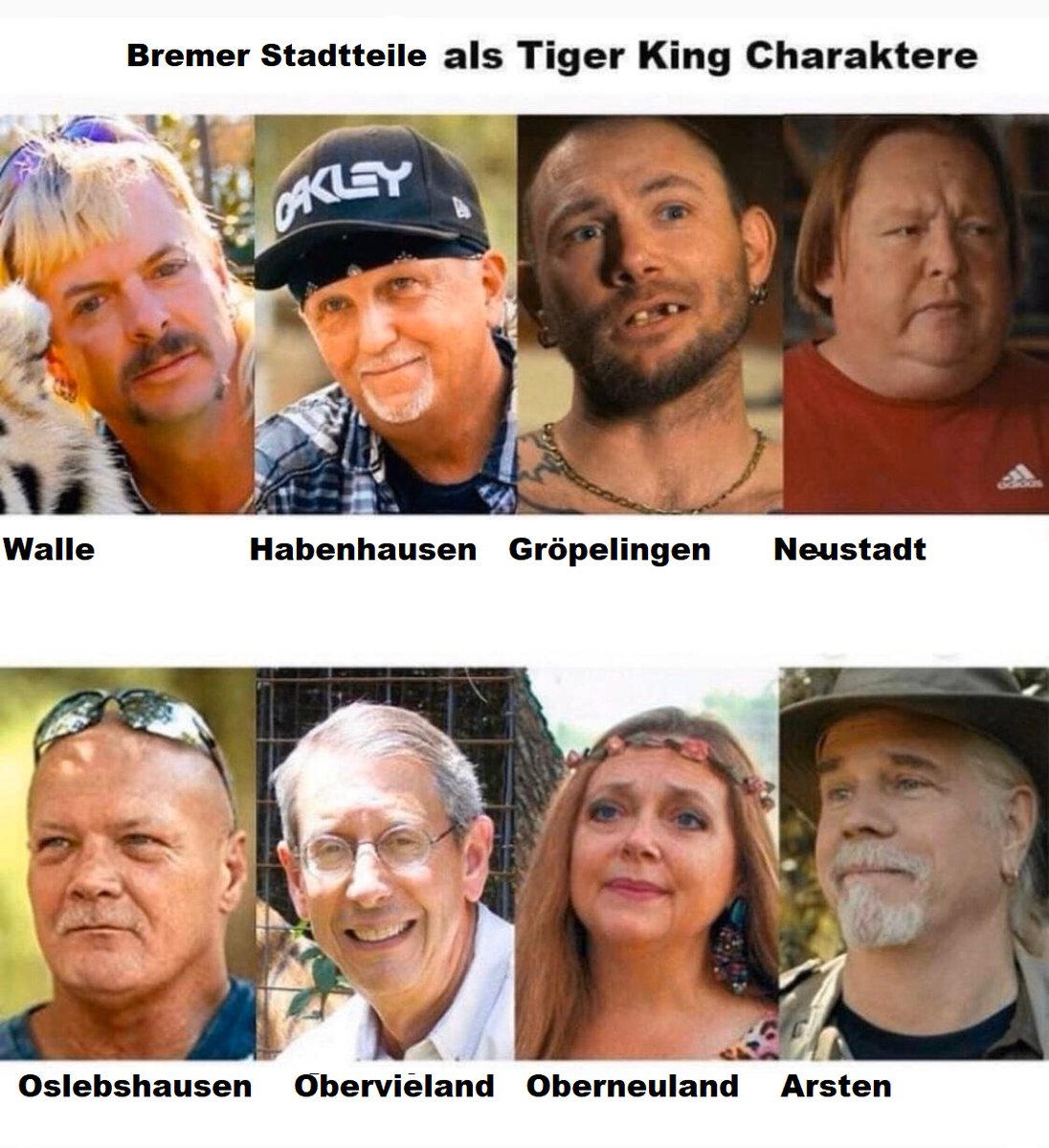 RosasyFusiles's tweet photo. Bremen als Tiger King Charaktere https://t.co/Lo6nRcsb9T