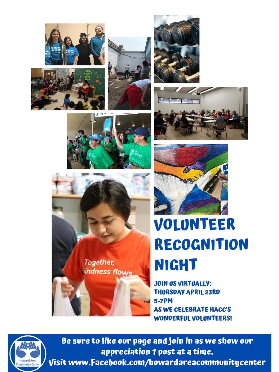 HowardArea_CHI's tweet photo. We are so excited about our virtual Volunteer Recognition Night!!💙 Join us on Thursday, April 23rd from 5-7pm as we celebrate our volunteers &amp; show our appreciation!

#volunteers #chicago #rogerspark #howardarea #giveback https://t.co/uJH3MqhoDm