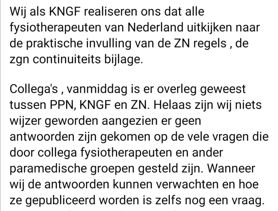 Hoe bestaat het toch dat de zorgverzekeraars op deze manier omgaan met de mensen die namens hen werken aan de gezondheid en vitaliteit van Nederland? Nul informatie. Hebben ze geen oliemannetjes daar?