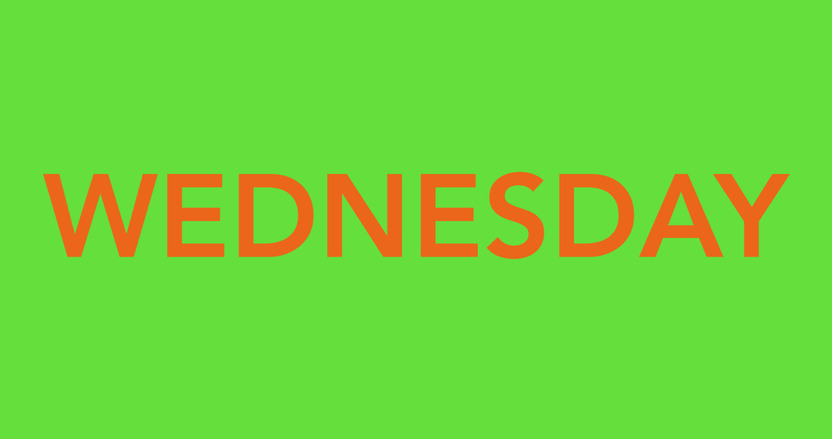 Last week, folks on my team said that they were having trouble remembering the day of the week. After some quick googling, I found an image that just said Tuesday and made it my Zoom background. They liked it, so I created more. Enjoy!