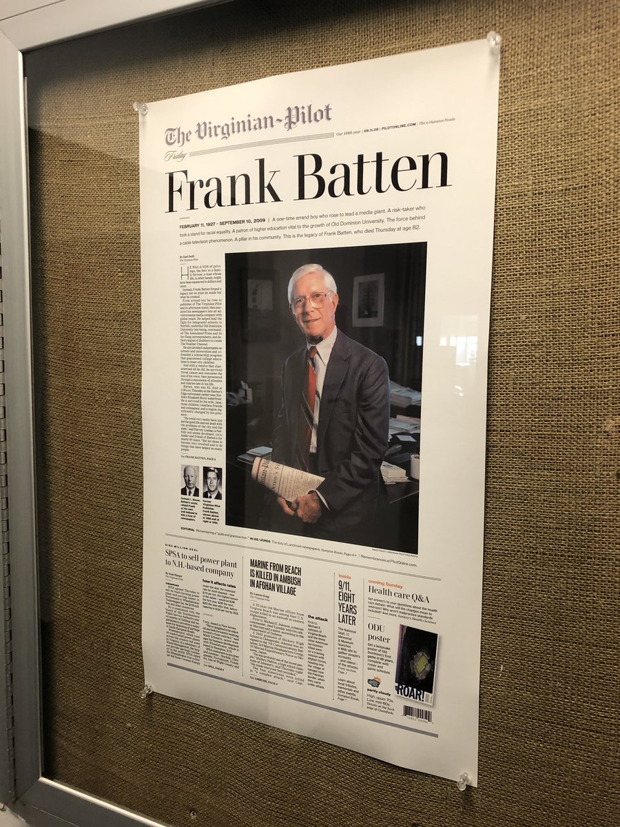 Frank Batten is revered at The Pilot as a former publisher who founded  @weatherchannel and created a media empire in Norfolk.