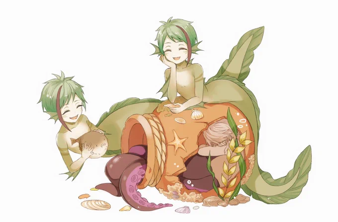 #ツイステファンアート 
「タコちゃん〜遊ぼうよ〜」 