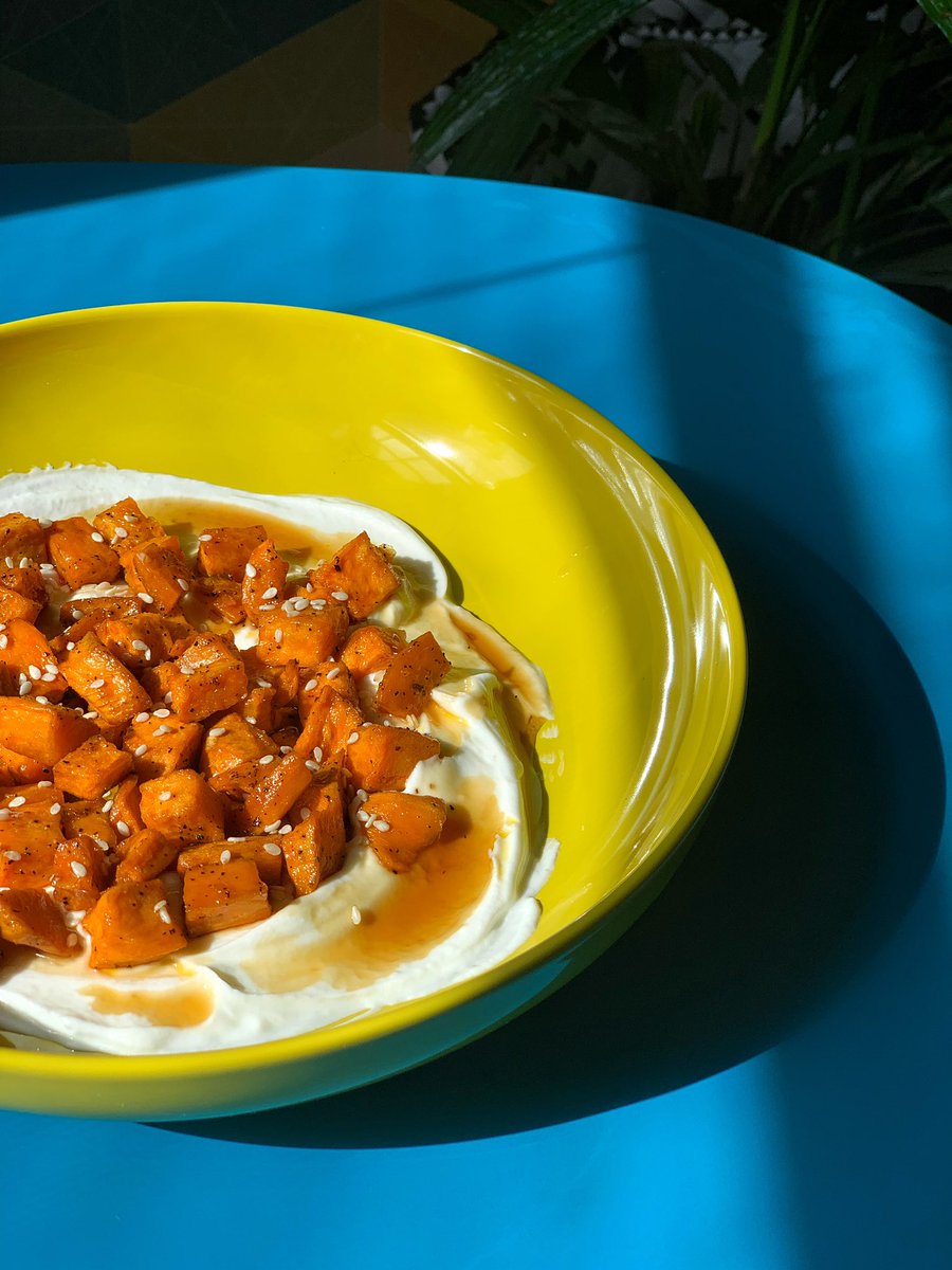 did not make pasta but I did make some maple black pepper sweet potatoes on whole milk yogurt with a maple sesame drizzle and sesame seeds that I should’ve toasted but honestly I’m just too lazy to do so  #humblebragdiet