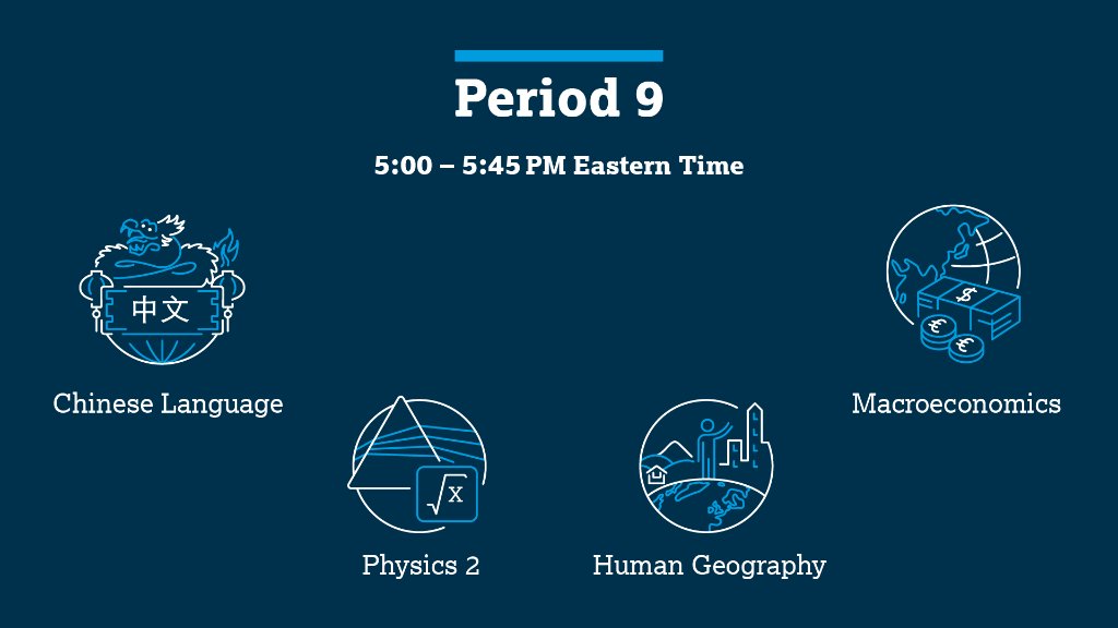 APforStudents's tweet image. These free, live AP review classes begin at 5 pm ET! 

Click your course&apos;s link to join the class or set a reminder.

🔷 AP Chinese: youtu.be/ef25yW6QJG0
🔷 AP Physics 2: youtu.be/W4lPjZMZ-mA
🔷 AP Human Geo: youtu.be/4AqMdeuk8VE
🔷 AP Macro: youtu.be/dmMWk6ikhDI