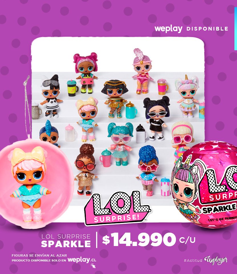 weplaystore_cl's tweet photo. Sorprende a tus pequeñas una y otra vez con la colección completa de #LOLSurprise #SparkleSeries 😍 Son 12 para coleccionar y jugar, además de la muñeca incluye 6 sorpresas más🙌Disponible en web ➡https://t.co/xwzC062tQL ⬅ #WeplayStore #WeplayerQuédateEnCasa *Se envían al azar https://t.co/f3J3256fUb