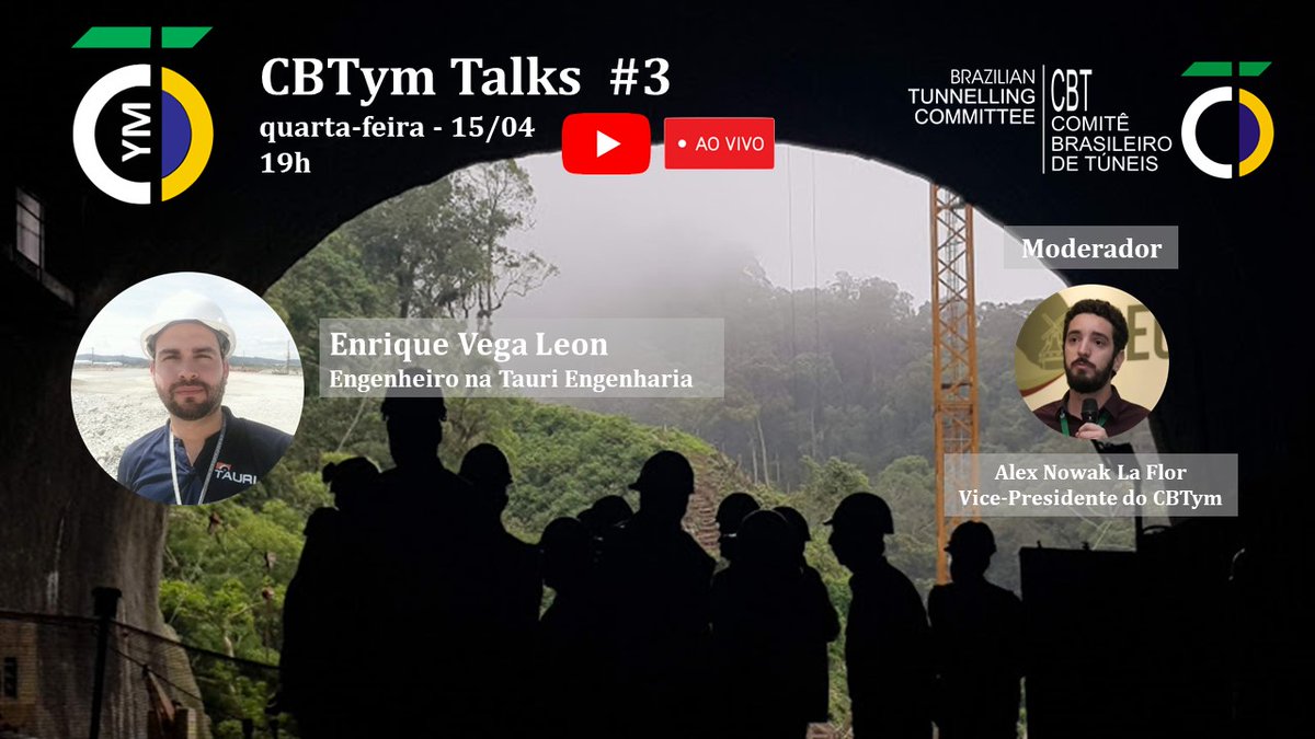 cbtym's tweet photo. Amanhã teremos a próxima edição do CBTym Talks! O encontro virtual contará com a presença do engenheiro Enrique Vega Leon, sócio-fundador da empresa Tauri Topografia. Vega Leon é membro ativo do Grupo de Jovens Tuneleiros do CBT e irá compartilhar suas experiências profissionais! https://t.co/ku6e7eKCyw