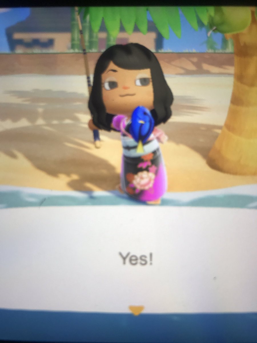 bexrune's tweet photo. I found dory!! She’s no longer lost now if I can just find those clown fish 🎣 #ACNH #findingnemo #founddory https://t.co/R5vrLNwGcH