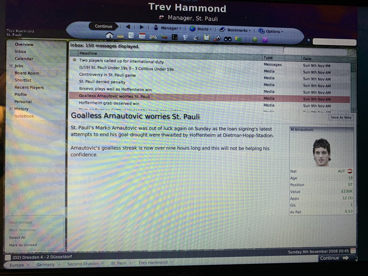 Tr3vski's tweet image. Just the nine hours since his last goal 🤷🏼‍♂️ @RyanMcCready94 #fm08 #footballmanager #fcstpauli #lockdownuk