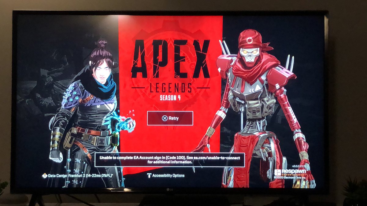 deeplotia's tweet photo. @PlayApex can’t access your servers. Restarted game couple of times even reinstalled. Nothing worked.
Please look into it.
# https://t.co/htQPXJnDda