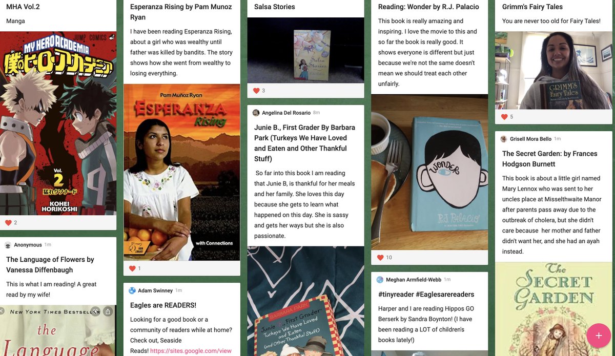 SeasideMiddle's tweet photo. Virtual Spirit Week - Day 2 #WhatchaReading

Spirit week continues, and Eagles are sharing what is on their bookshelf. It is so important that we stay connected, and sharing great reads is a wonderful option! #TogetherWeRise #MPUSDDistanceLearning @mpusd_now @City_of_Seaside https://t.co/MfsUG7SyuE