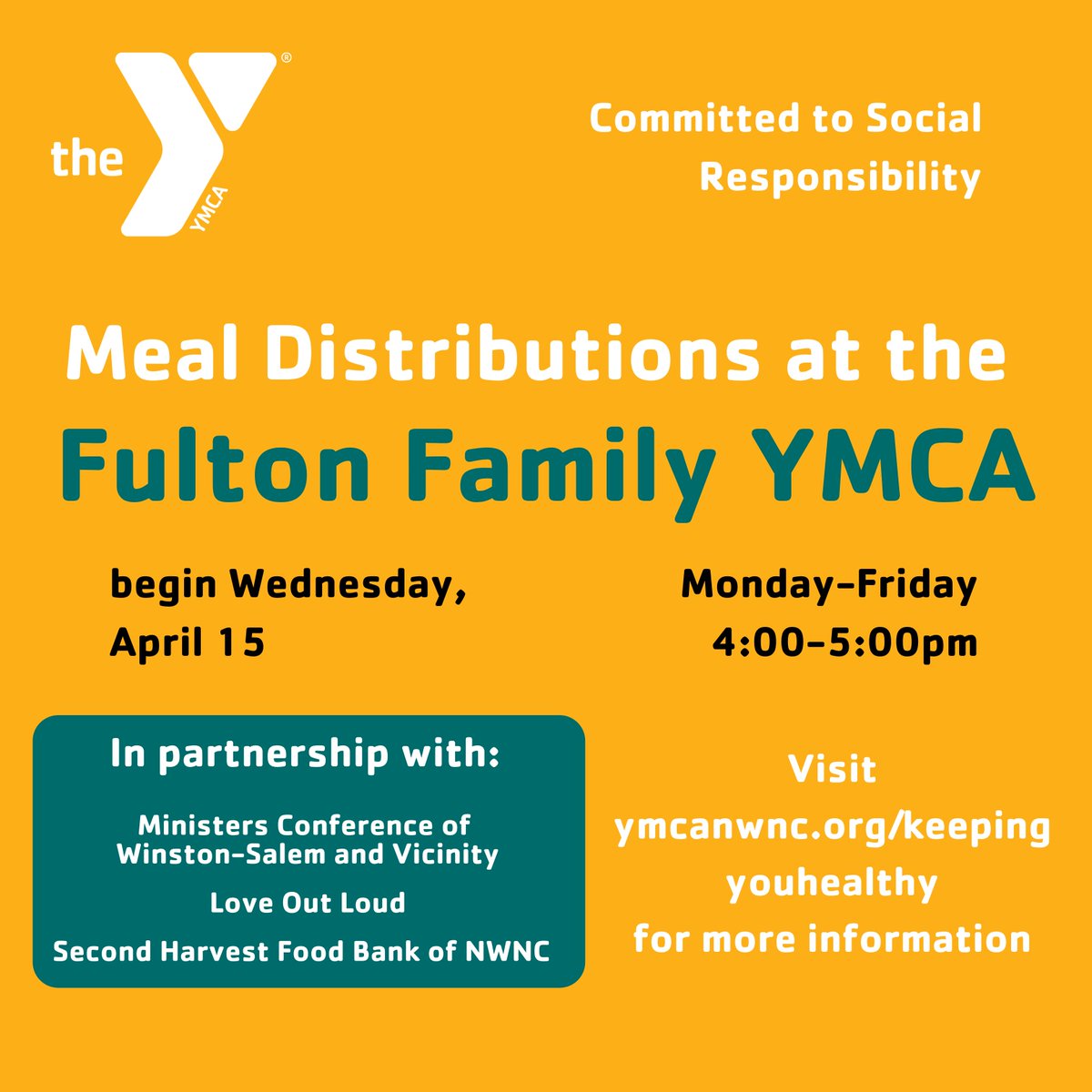 JLYMCA's tweet photo. The @YMCAofNWNC continues working w/ community partners to distribute meals to those in need during this global pandemic. On Wednesday,  @FultonYMCA will operate as a distribution site. Please visit https://t.co/zWkExQrFuC… for more information.
 
#YLovesNC #StayWithUs https://t.co/FHJUVDDAqR