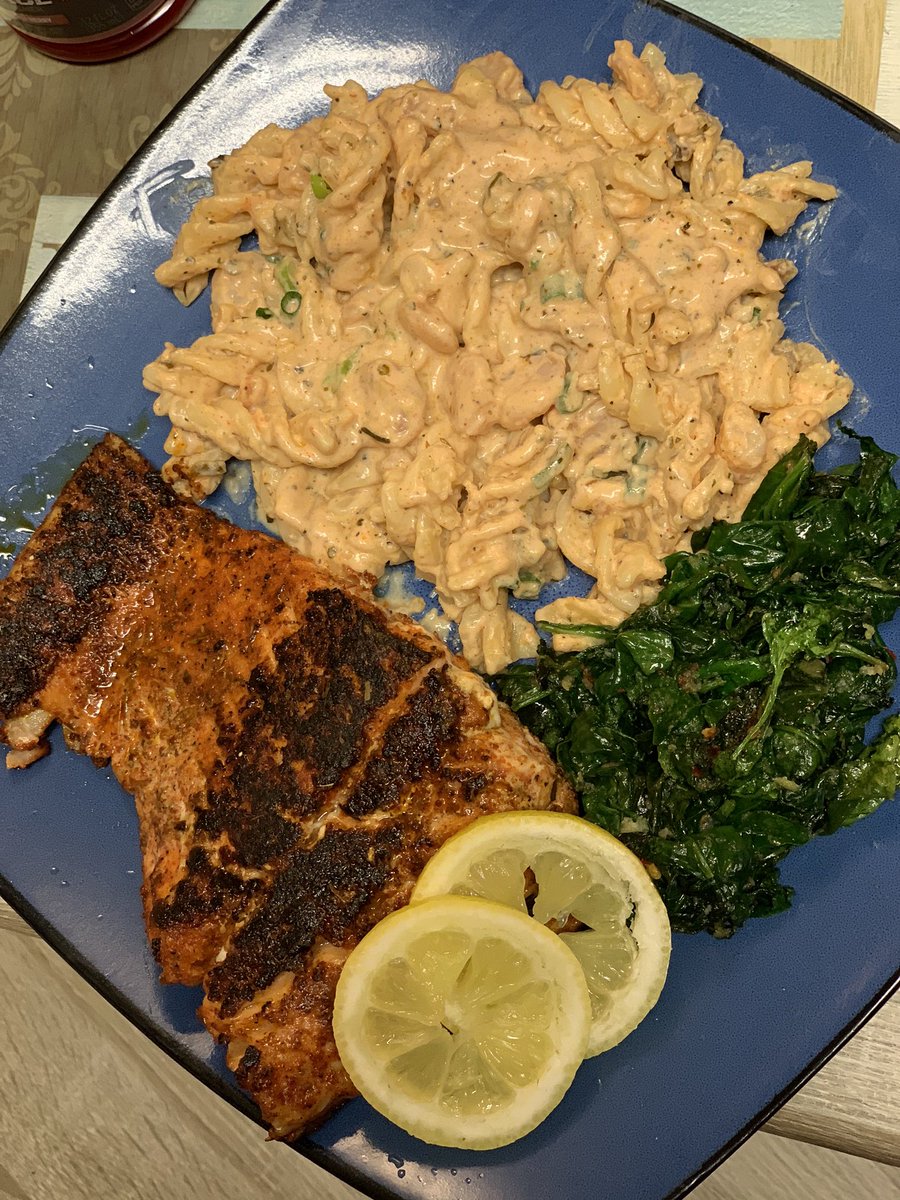 Thundacat On Twitter Blackened Salmon Sauteed Spinach Cajun Shrimp Pasta